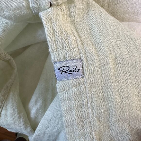 Rails Ellis Blue Mint Dip Dye Button Down Long Sleeve Chest Pocket Gauze Shirt - Picture 9 of 14